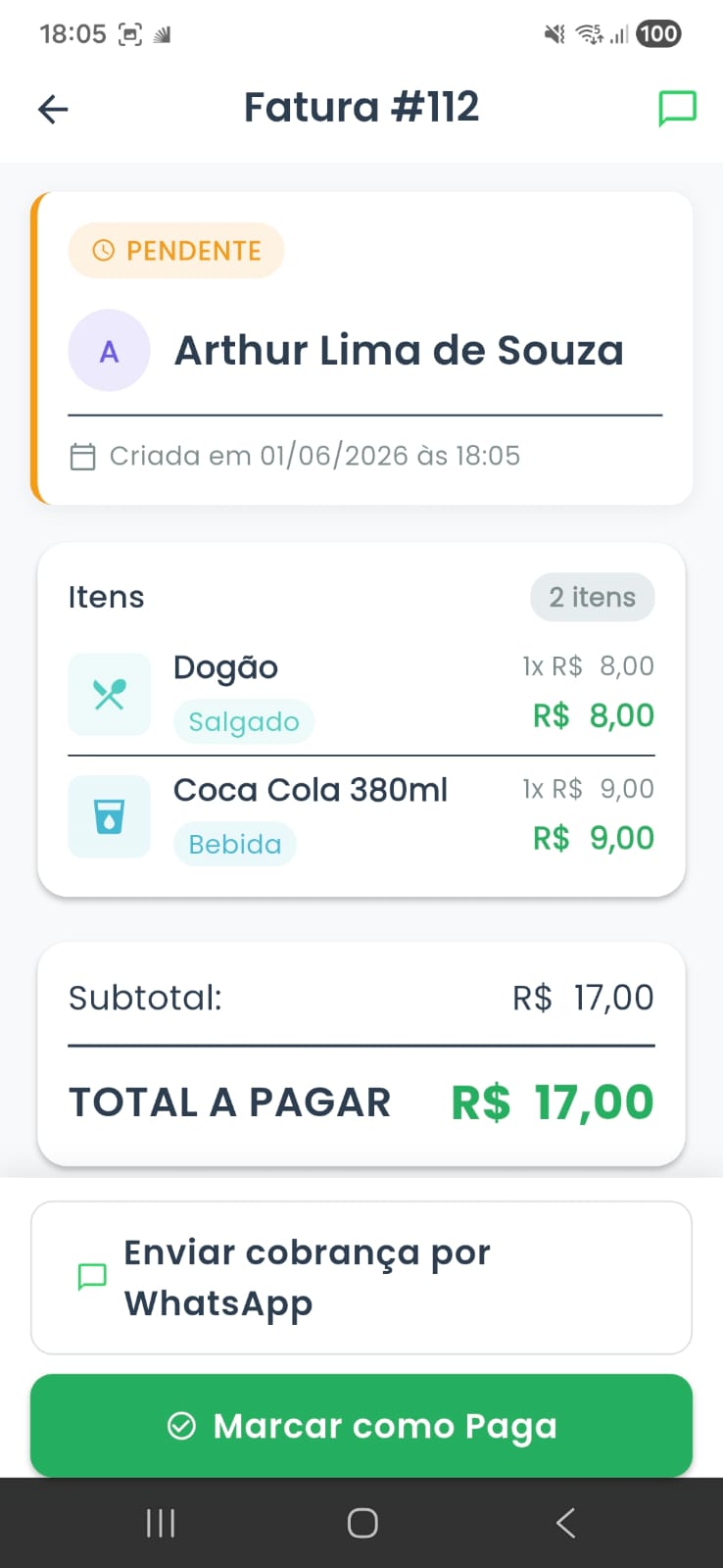 Tela de Faturas