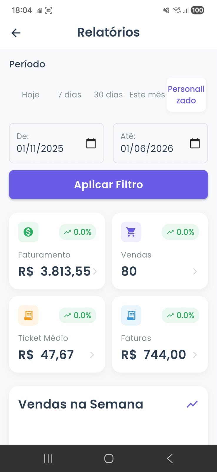 Tela de Relatórios